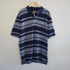 CHAPS Natural Stretch Cotton Polo Shirt with Stripes Grey Navy White Size XXL